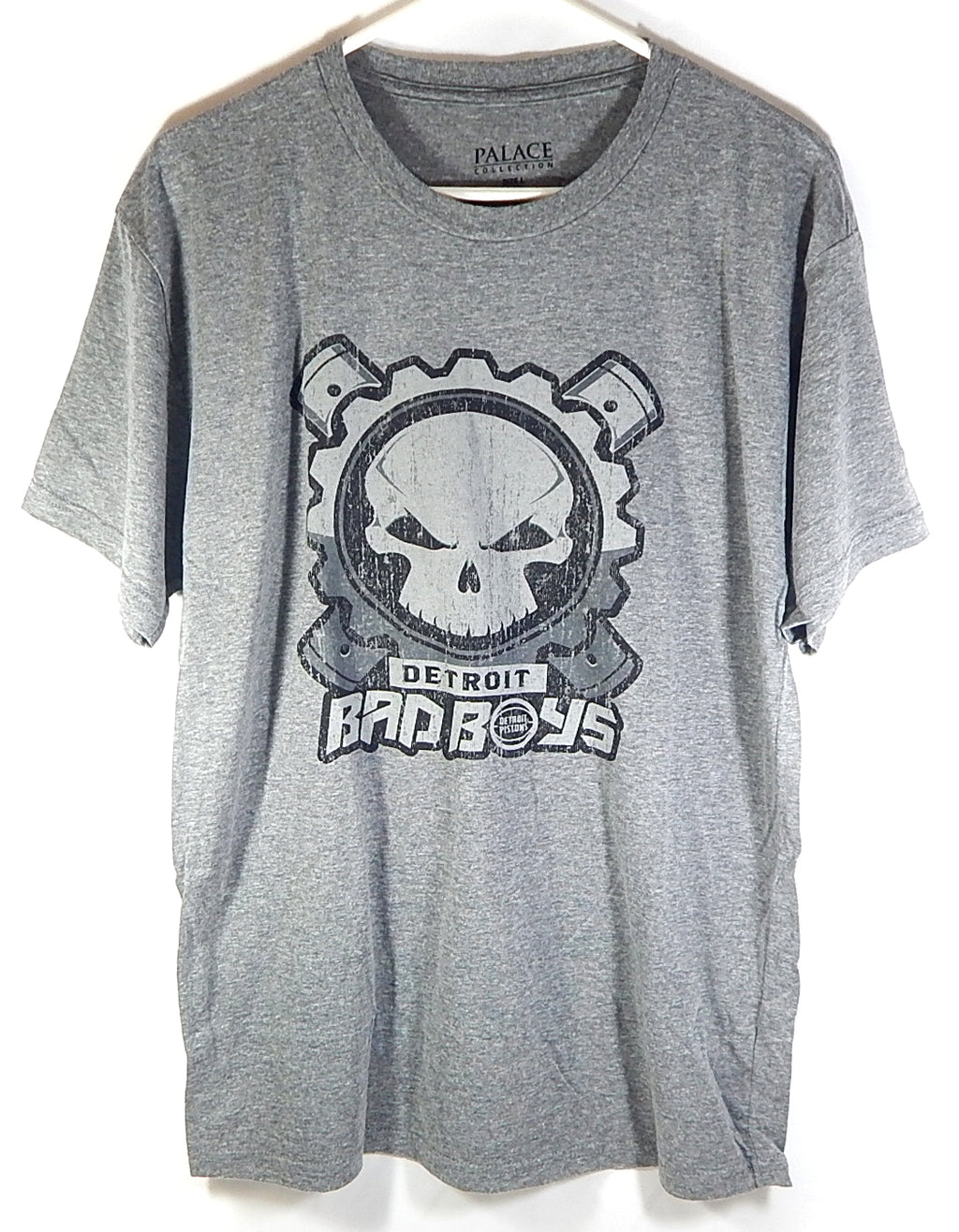 Detroit Pistons Bad Boys Skull T-Shirt Tee Shirt Heather Gray New Adult M