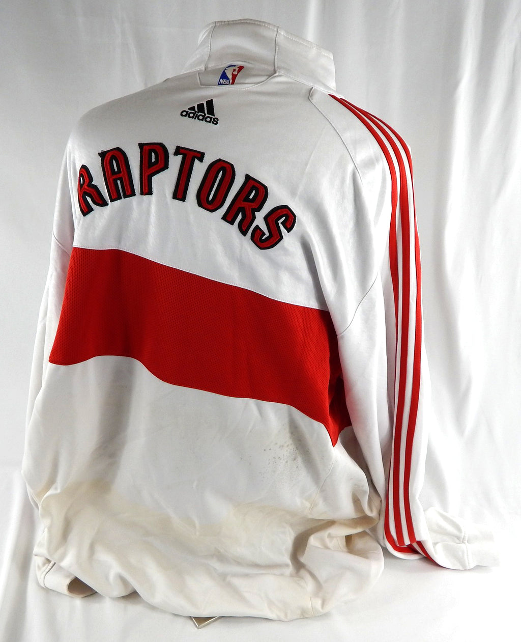 2007-08 Toronto Raptors Primoz Brezec #1 Game Used White Warm Up Jacket 2XL 669 Pic2