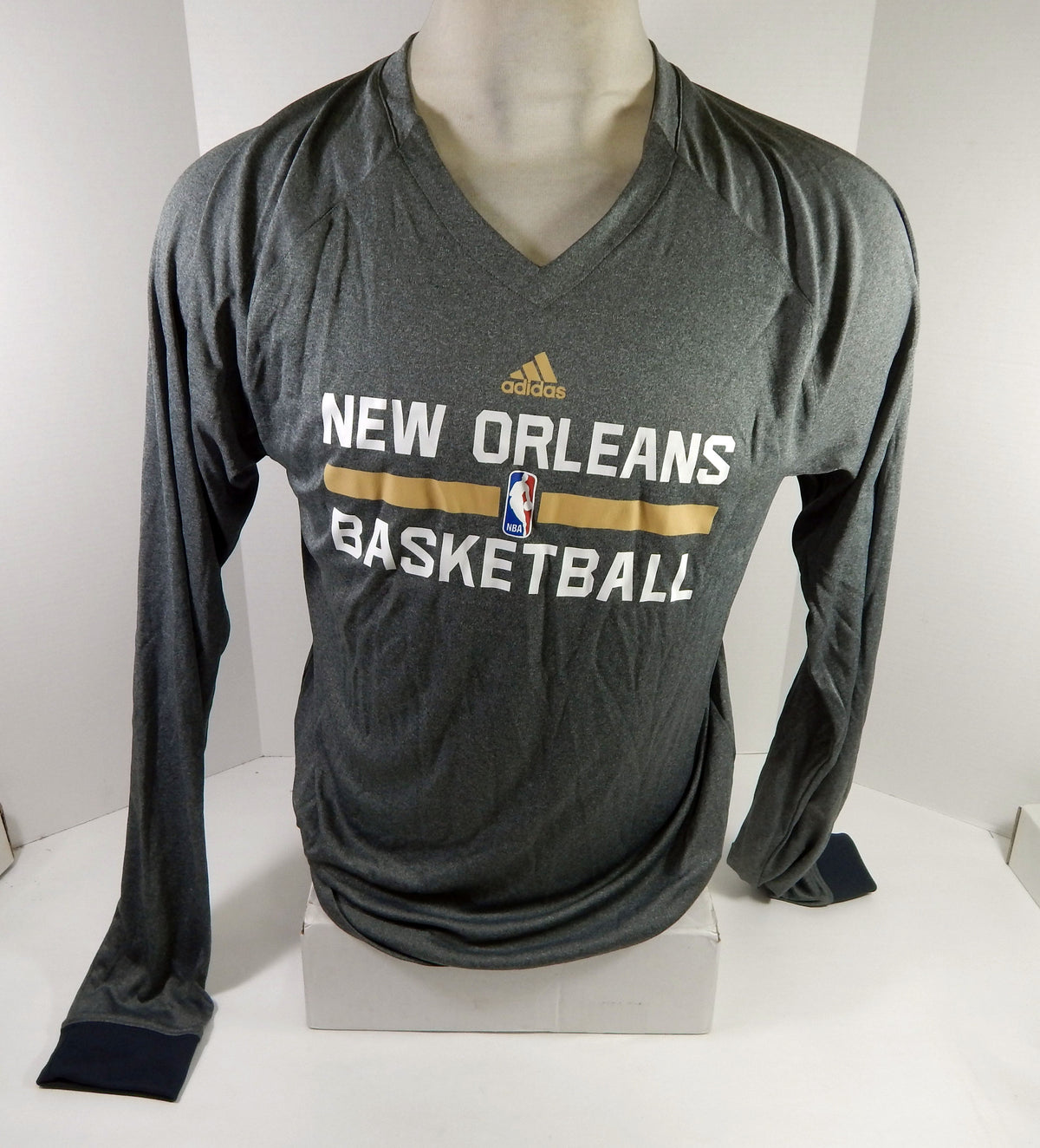 2014-15 New Orleans Pelicans Team Issued Grey Longsleeve Training Shirt 3XL+2 9 Pic2