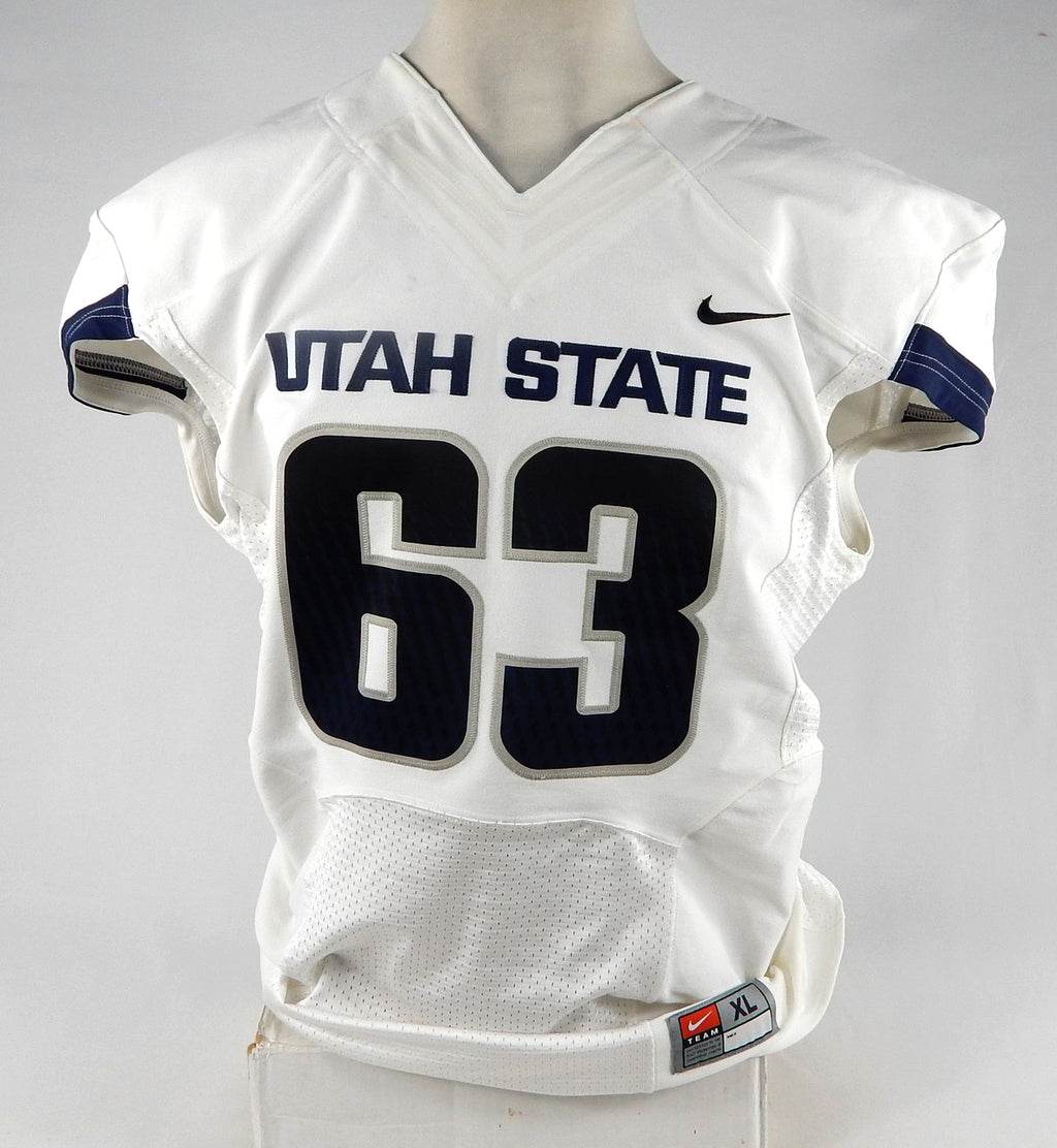 2013-15 Utah State Aggies #63 Game Used White Jersey NP R XL 121