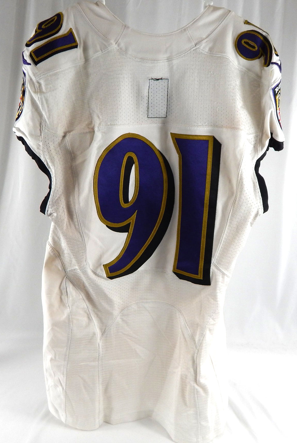 2018 Baltimore Ravens #91 Game Used White Practice Jersey Ford Patch NR R 40 710 Pic2