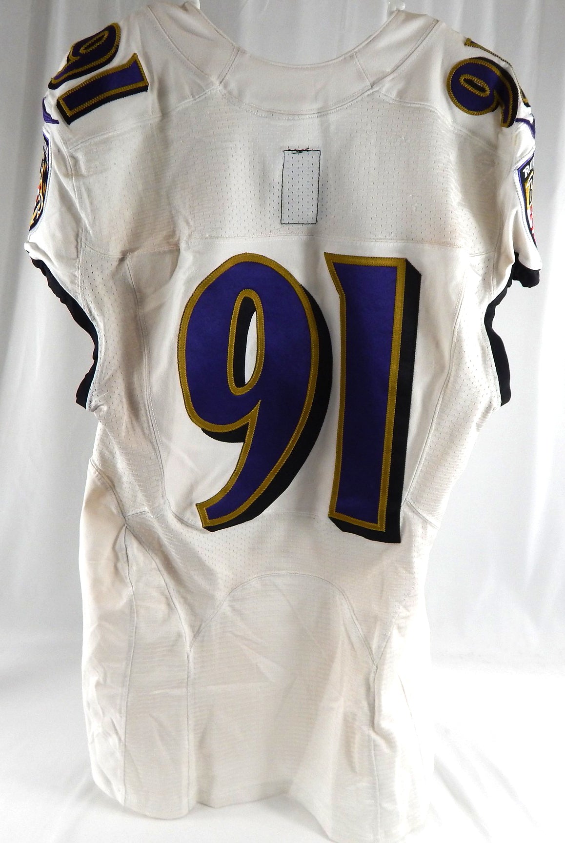 2018 Baltimore Ravens #91 Game Used White Practice Jersey Ford Patch NR R 40 710 Pic2