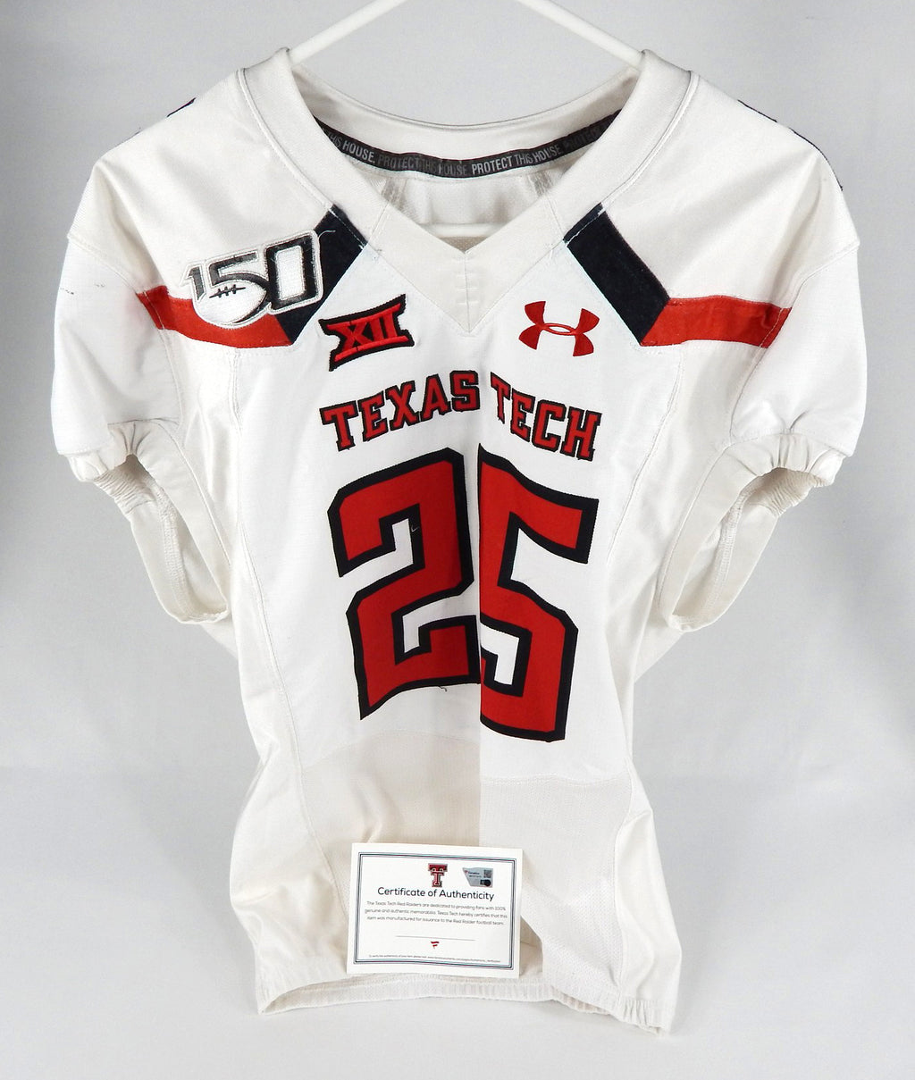 2018 Texas Tech Red Raiders #25 Game Issued Pos Used White Jersey 150 P NP R 5
