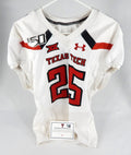 2018 Texas Tech Red Raiders #25 Game Issued Pos Used White Jersey 150 P NP R 5