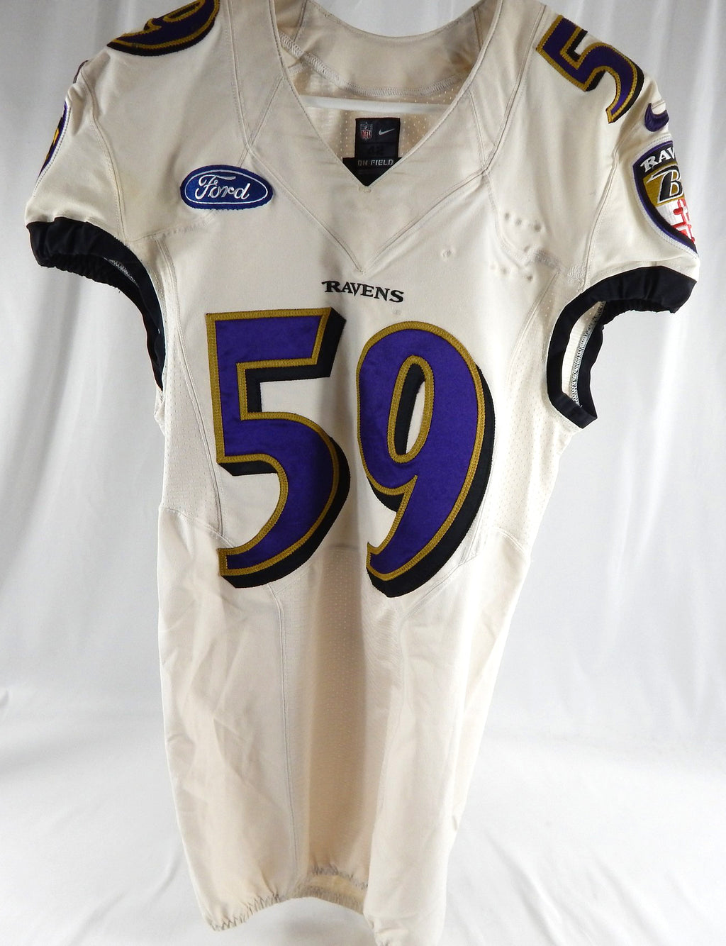 2014 Baltimore Ravens #59 Game Used White Practice Jersey  NP Rem 42 711