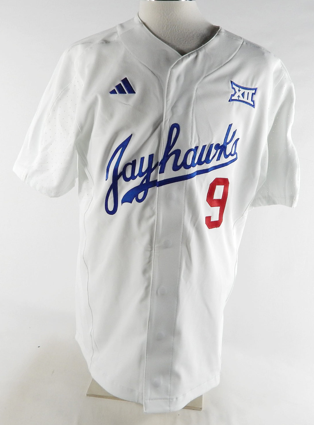 2022 Kansas Jayhawks #9 Game Used White Jersey Baseball 44 961