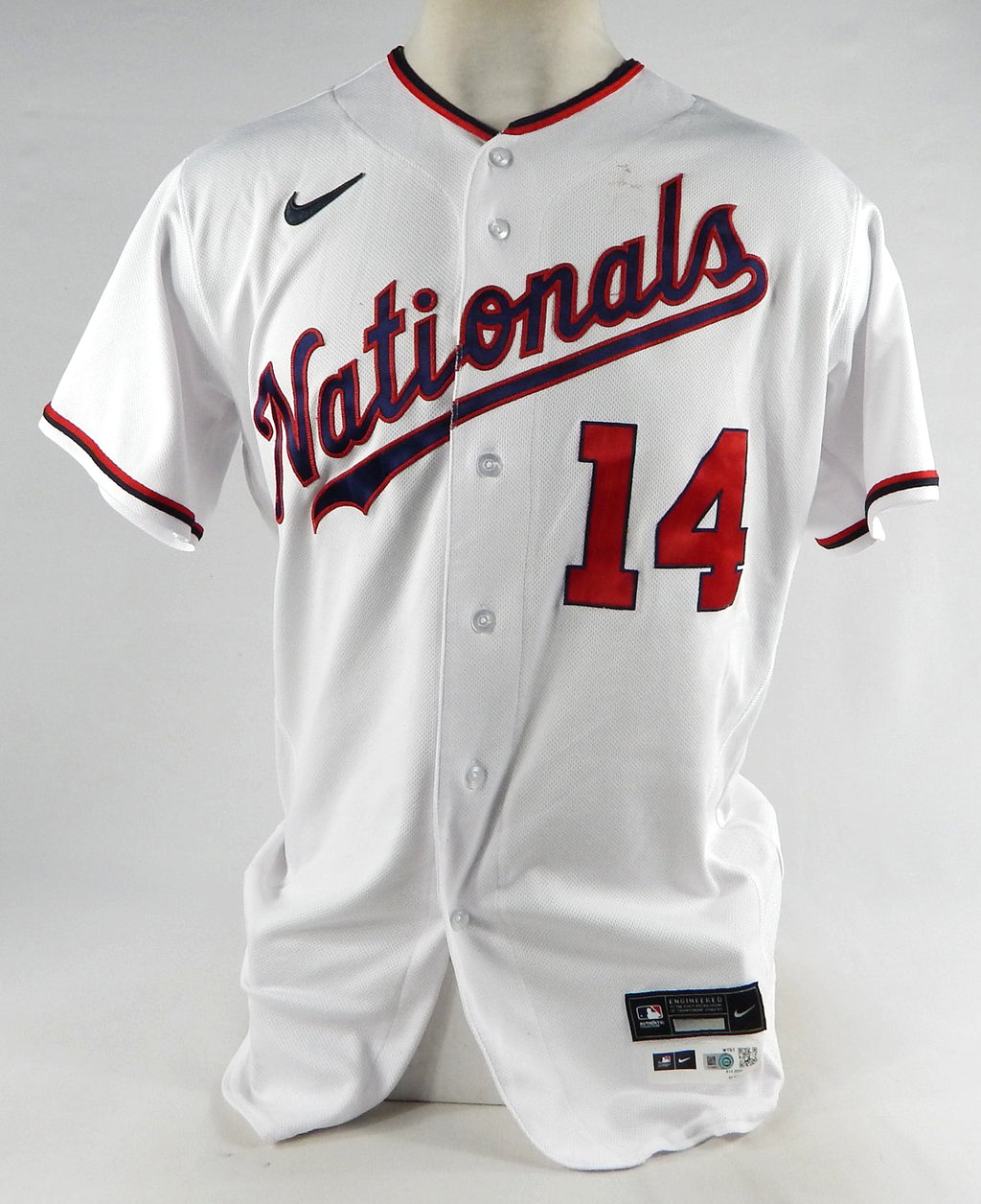 2022 Washington Nationals Ildemaro Vargas #14 Game Issued P Used White Jersey 6 Pic2