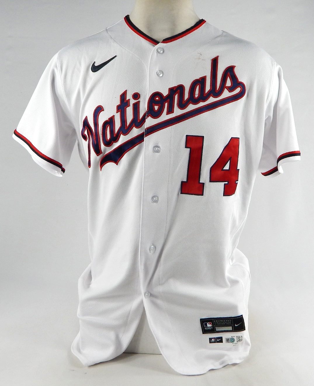 2022 Washington Nationals Ildemaro Vargas #14 Game Issued P Used White Jersey 6 Pic2