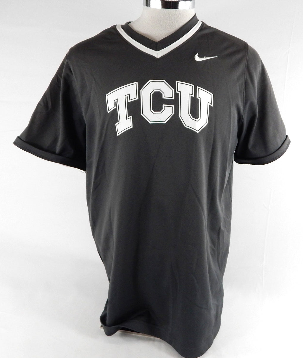 Texas Christian Frogs #35 Game Used Grey Practice Jersey Baseball L 768
