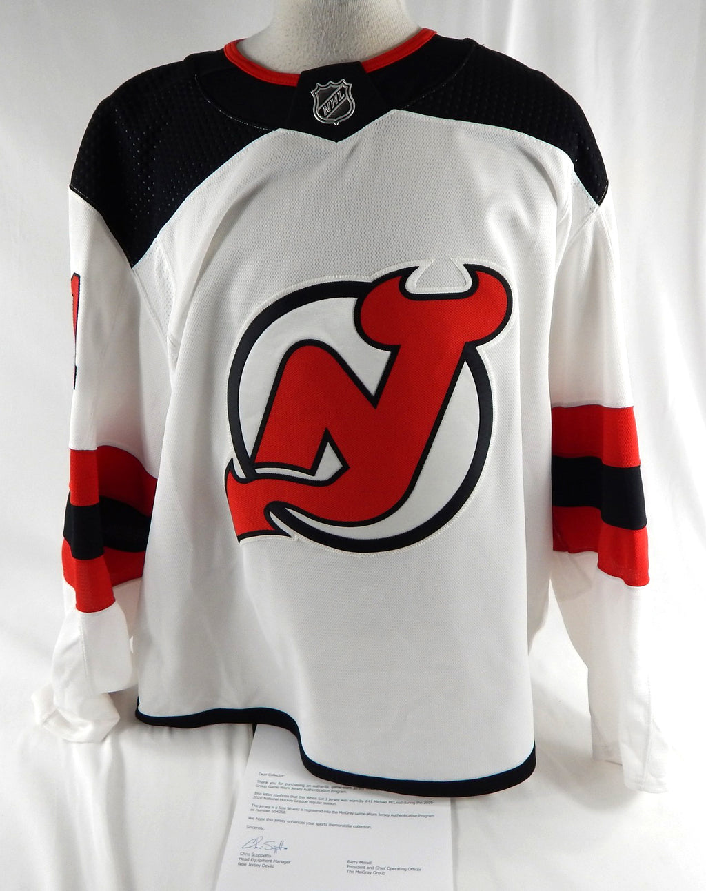 2019-20 New Jersey Devils Michael McLeod #41 Game Used White Jersey Set 3 56 673