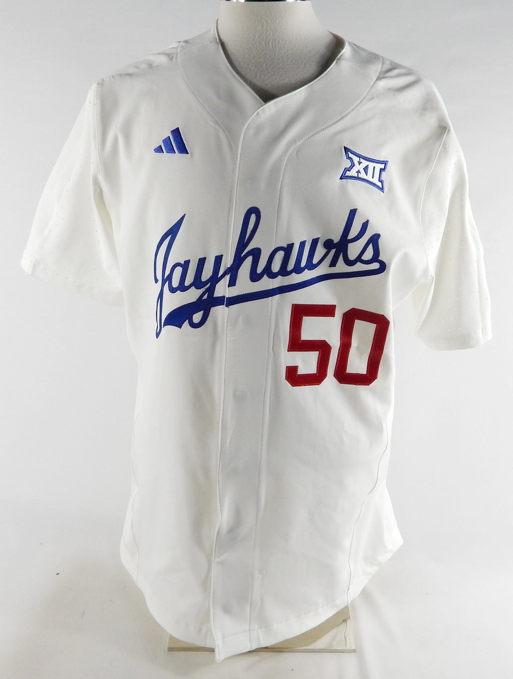 2022 Kansas Jayhawks #50 Game Used White Jersey Baseball 46 965