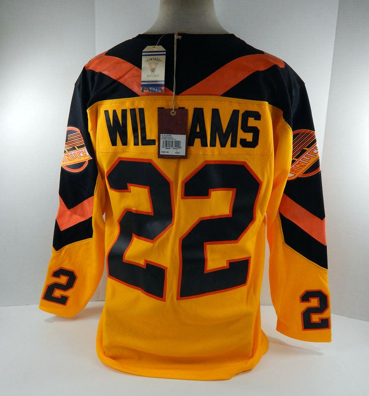 Men Vancouver Canucks Tiger Dave Williams #22 Yellow Jersey Mitchell Nes NWT L 0 Pic2
