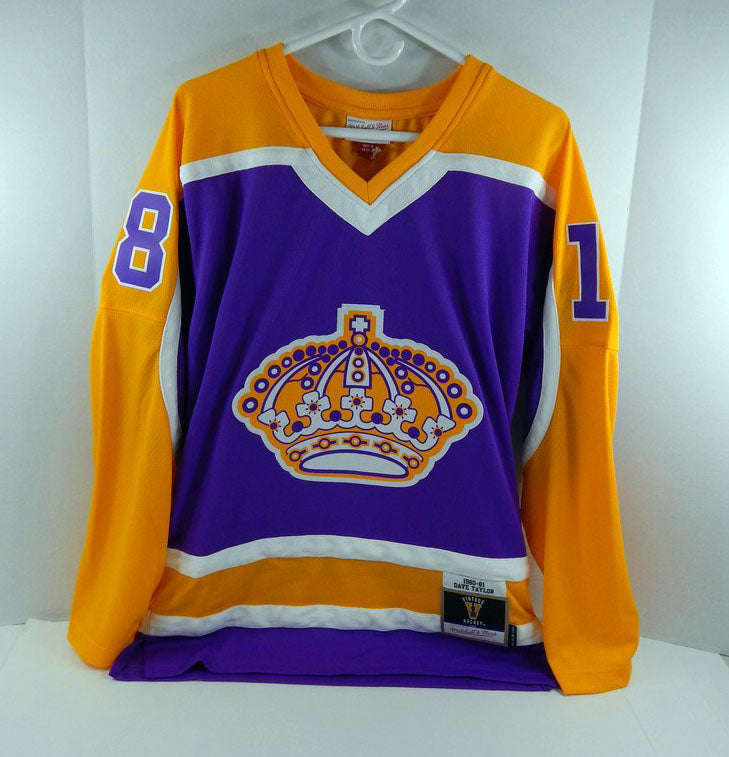 Men Los Angeles Kings Dave Taylor #18 Purple Jersey Blue Line Mitchell N NWT S 1