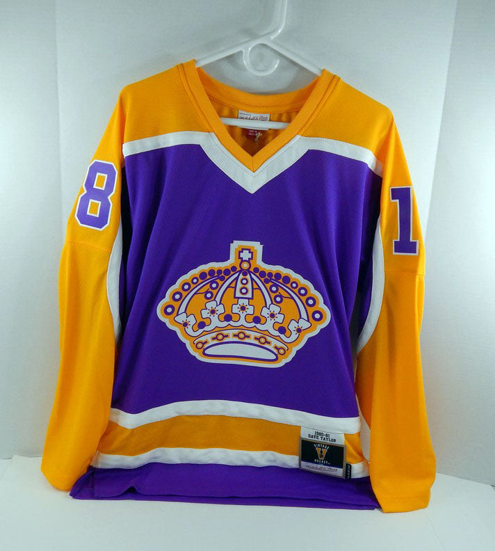 Men Los Angeles Kings Dave Taylor #18 Purple Jersey Blue Line Mitchell N NWT S 1 Pic2