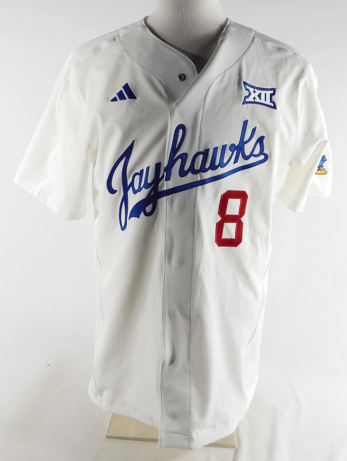 2022 Kansas Jayhawks #8 Game Used White Jersey Baseball 44 968