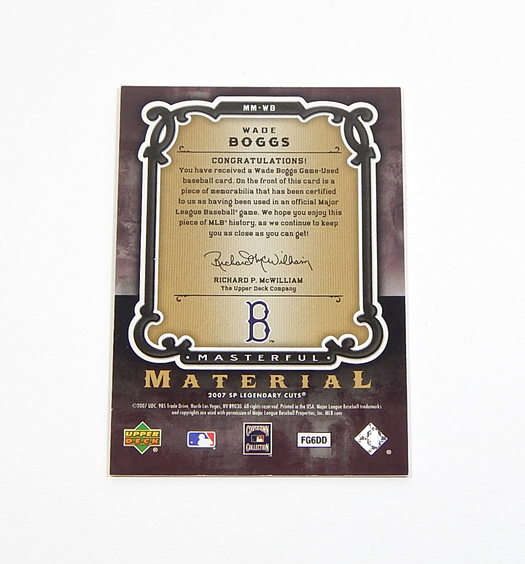 2007 SP Legendary Cuts Masterful Materials Wade Boggs #MM-WB Game Used Jersey Pic2