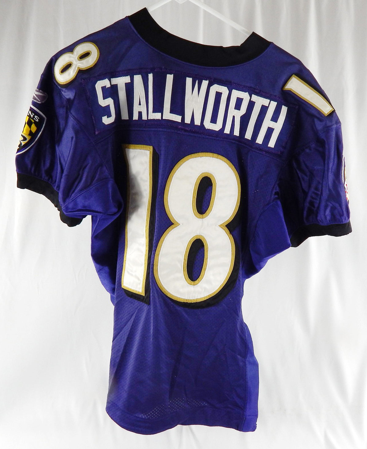 2010 Baltimore Ravens Donte' Stallworth #18 Game Used Purple Practice Jersey 7 Pic2