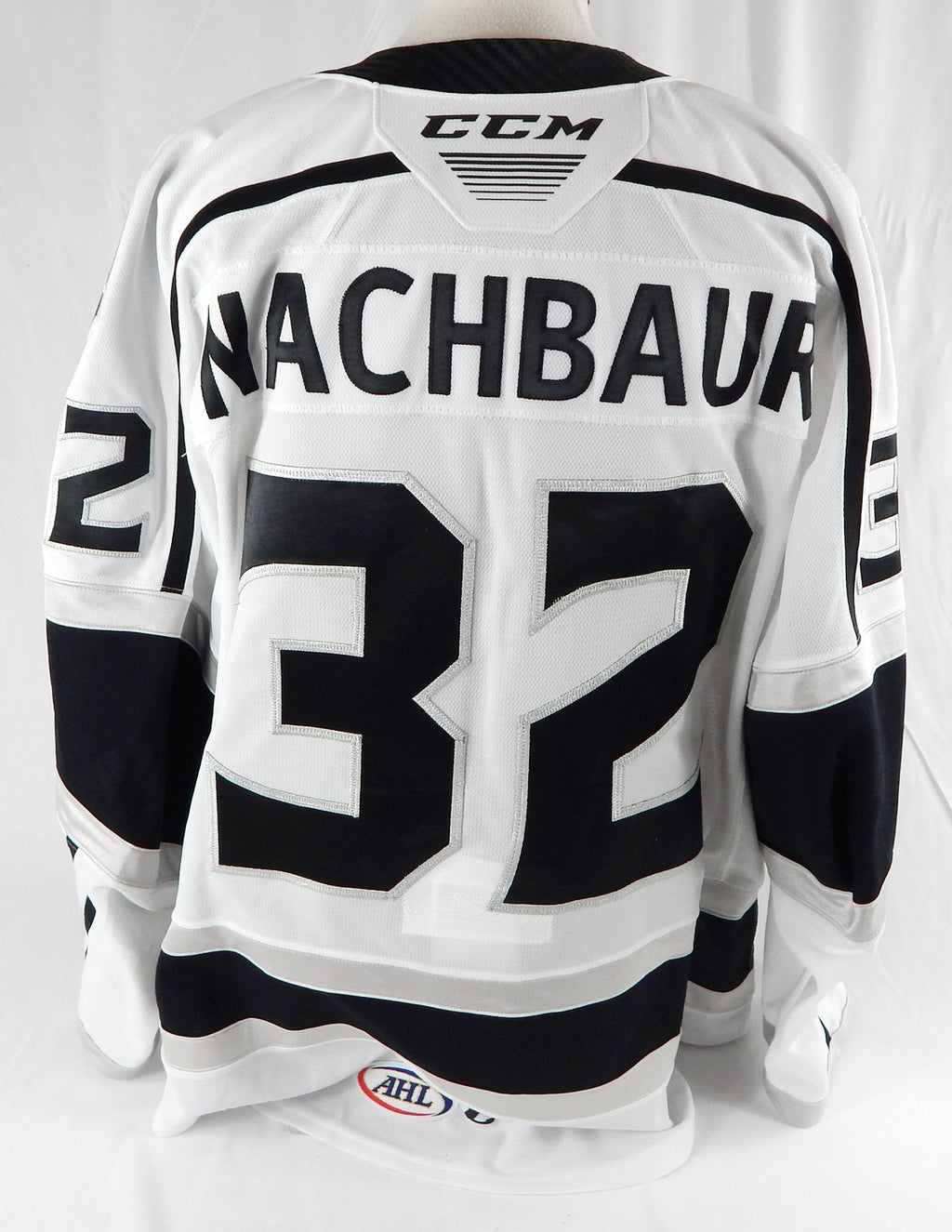 2022-23 Ontario Reign Justin Nachbaur #32 Game Used White Jersey 56 404 Pic2
