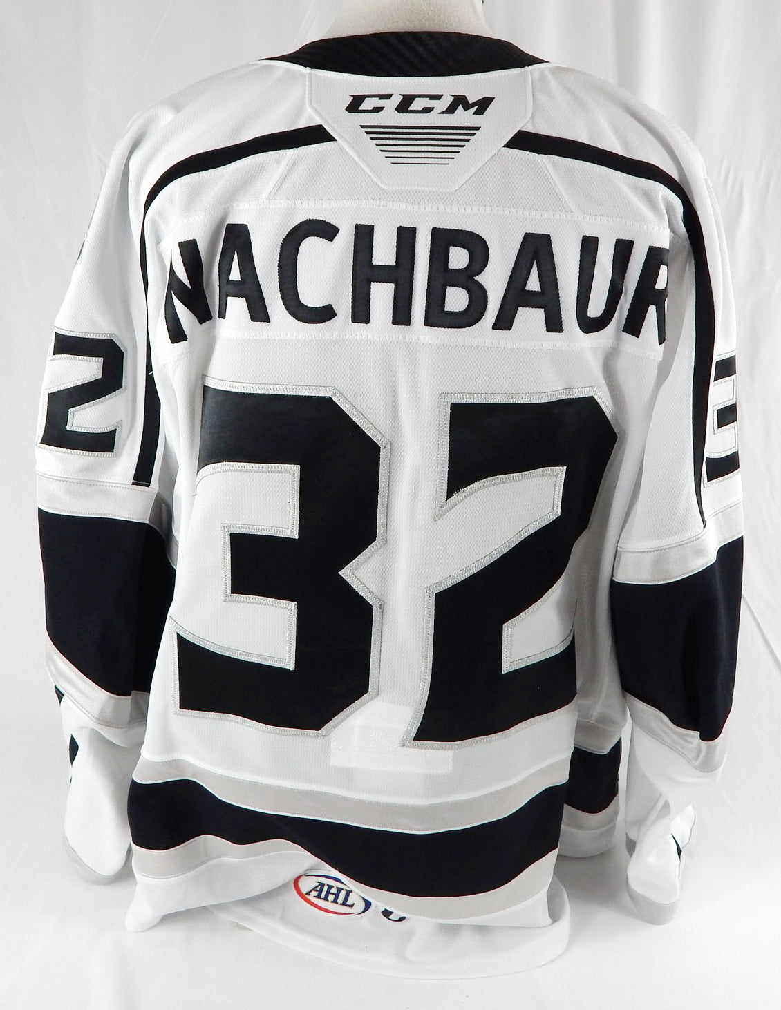 2022-23 Ontario Reign Justin Nachbaur #32 Game Used White Jersey 56 404 Pic2