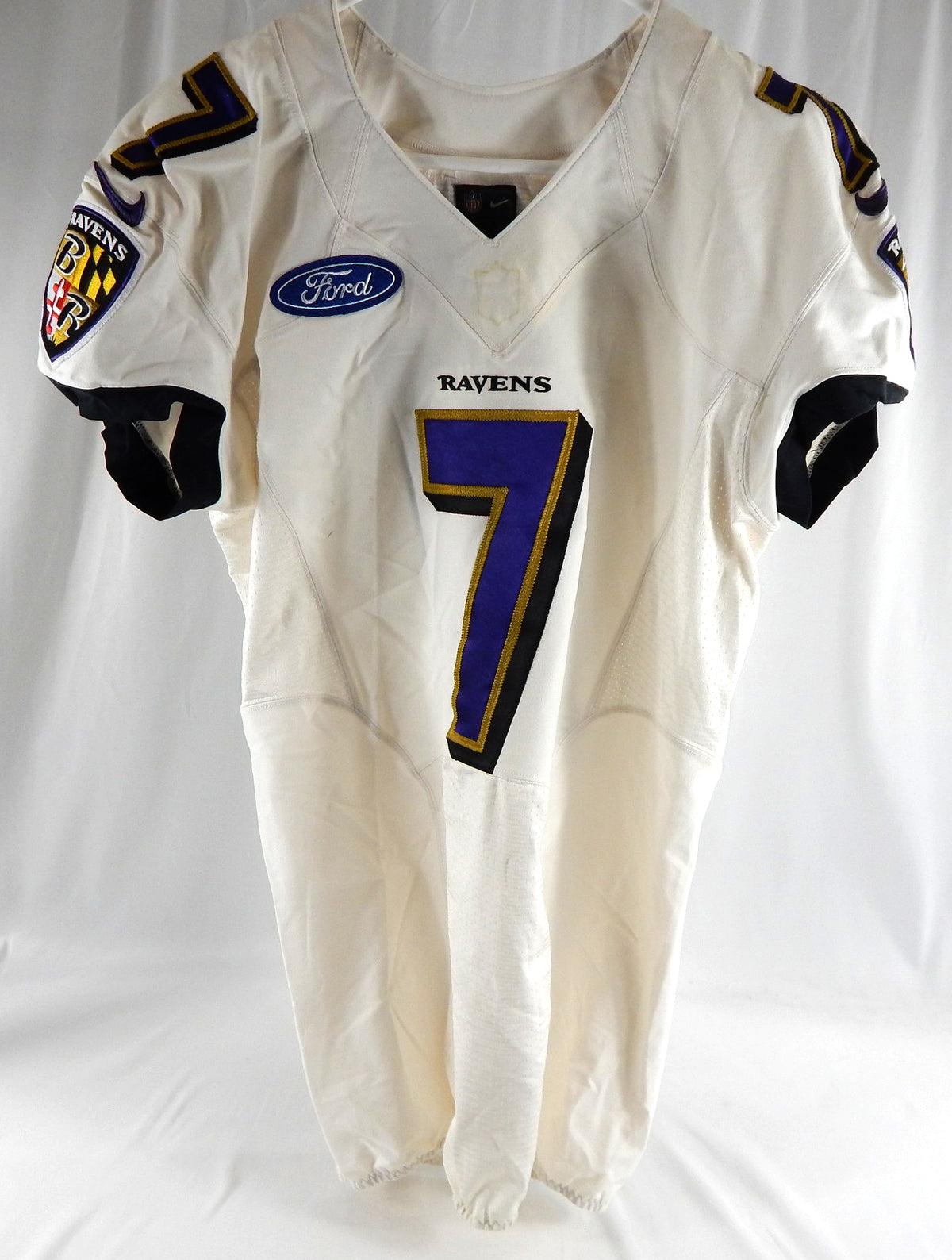 2014 Baltimore Ravens Josh Woodrum #7 Game Used White Practice Jersey 44 721