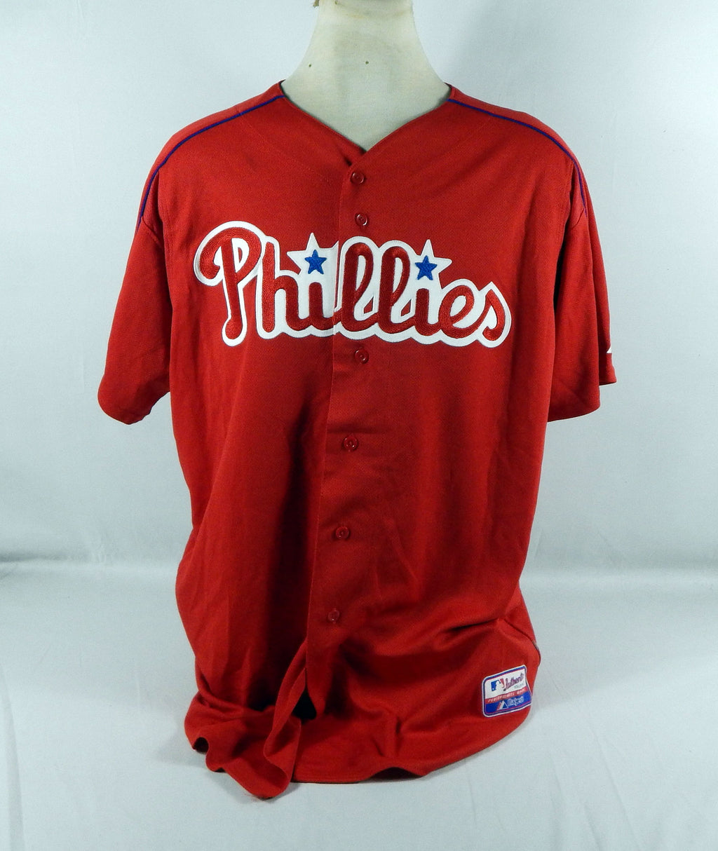 Philadelphia Phillies #47 Game Used Red Jersey BP ST DP72171