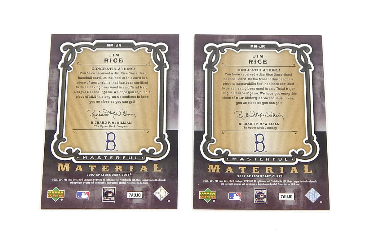 Lot of (2) 2007 SP Legendary Cuts Masterful Materials Jim Rice Game Used Jersey Pic2