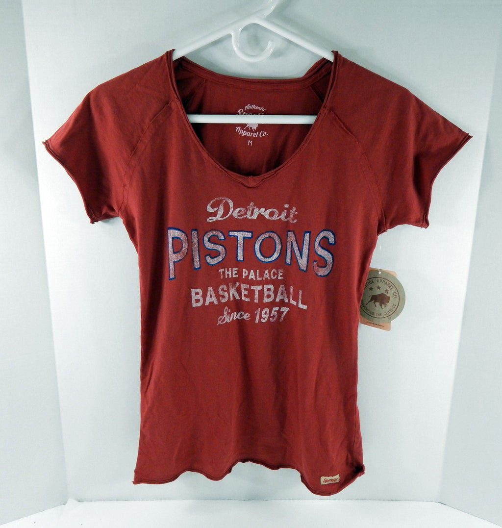 Ladies Detroit Pistons Authentic Red Boatneck Shirt The Palace Sportiqe NWT M 2S