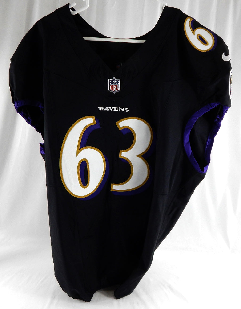 2023 Baltimore Ravens Tykeem Doss #63 Game Issued Black Jersey 50 722