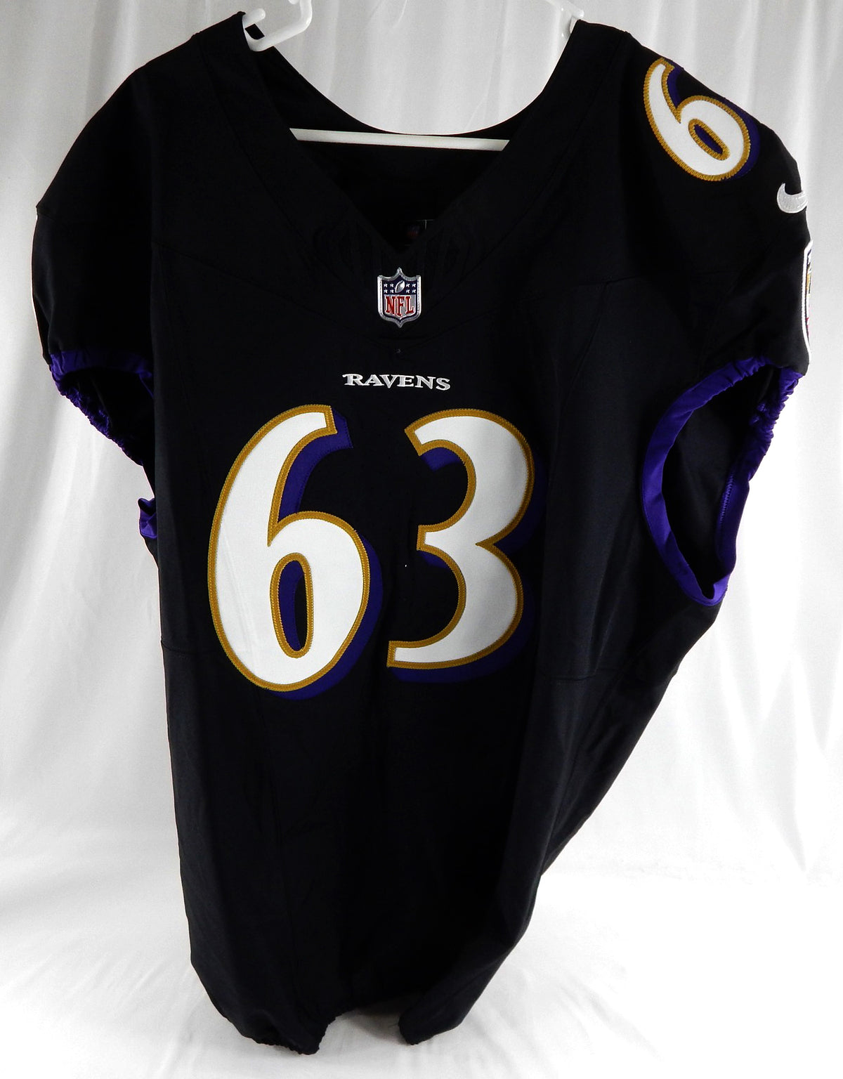 2023 Baltimore Ravens Tykeem Doss #63 Game Issued Black Jersey 50 722