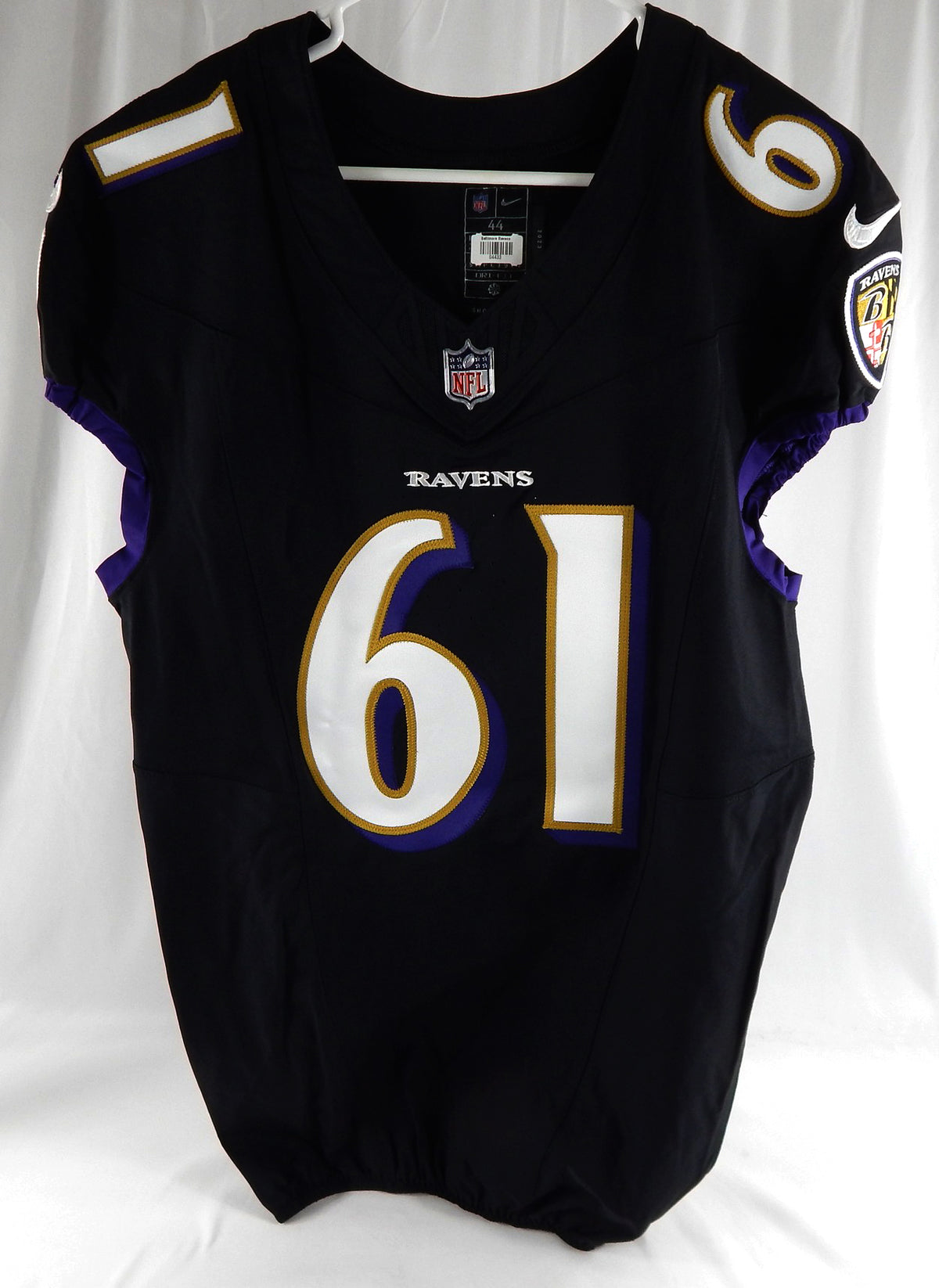 2023 Baltimore Ravens Nick Samac #61 Game Issued Black Jersey 44 725