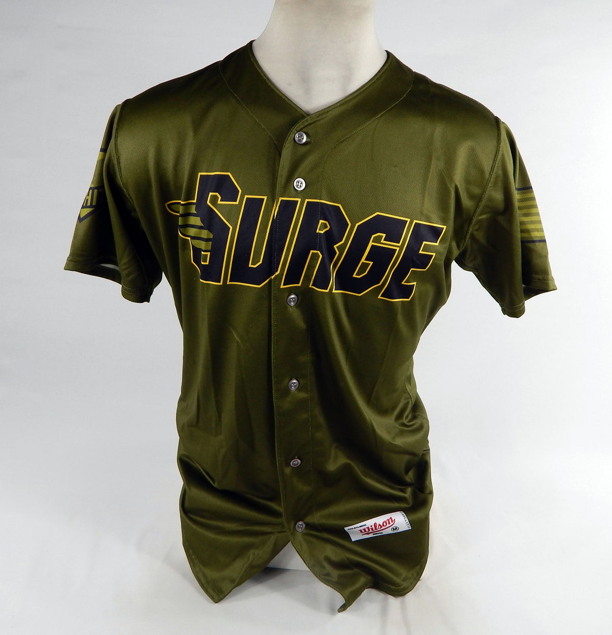 2022 Wichita Wind Surge Joe Mangiameli #0 Game Used Green Jersey Army Military