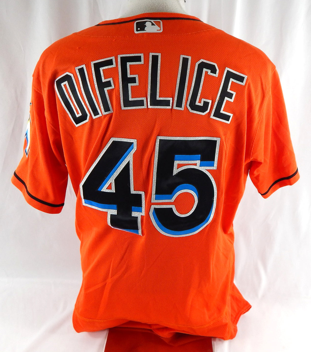 Miami Marlins Mark Difelice #45 Game Used Orange Jersey 46 DP113180 Pic2