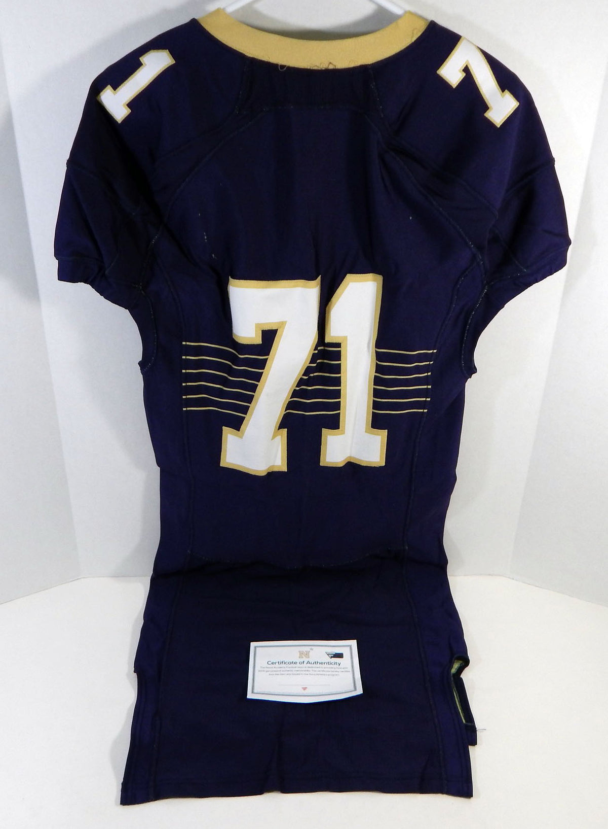 2016 Navy Academy Midshipmen #71 Game Used Navy Jersey Name Plate Removed 46 402 Pic2