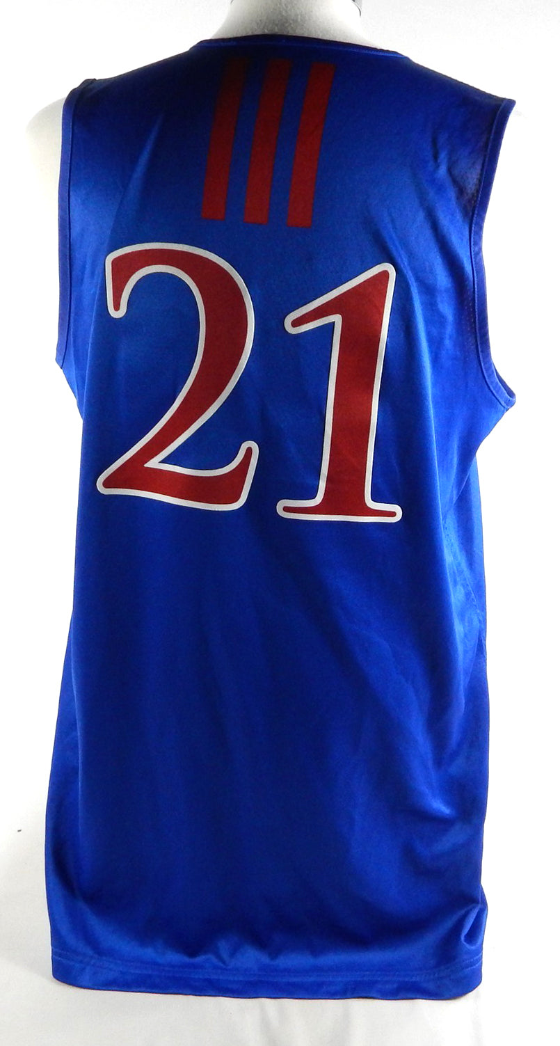 Kansas Jayhawks #21 Game Used Blue Practice Jersey Basketball 988 Pic2