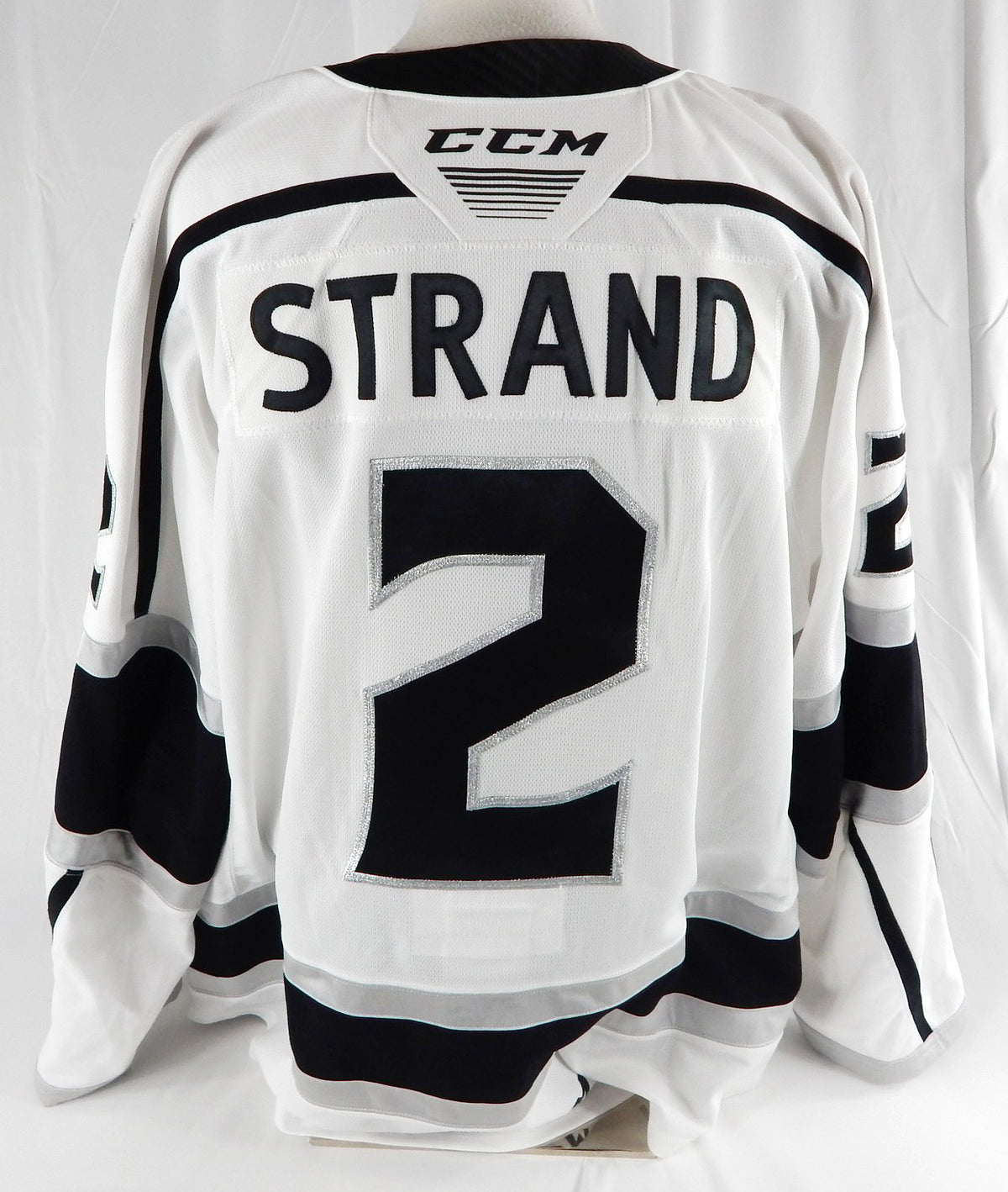 Ontario Reign Austin Strand #2 Game Used White Jersey 58 DP98410 Pic2