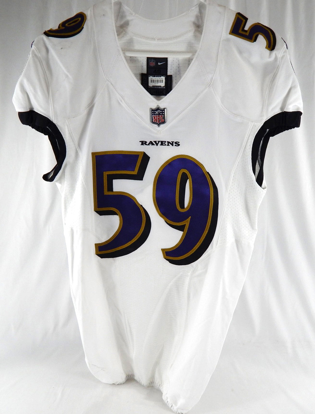2021 Baltimore Ravens Daelin Hayes #59 Game Used White Jersey 40 742