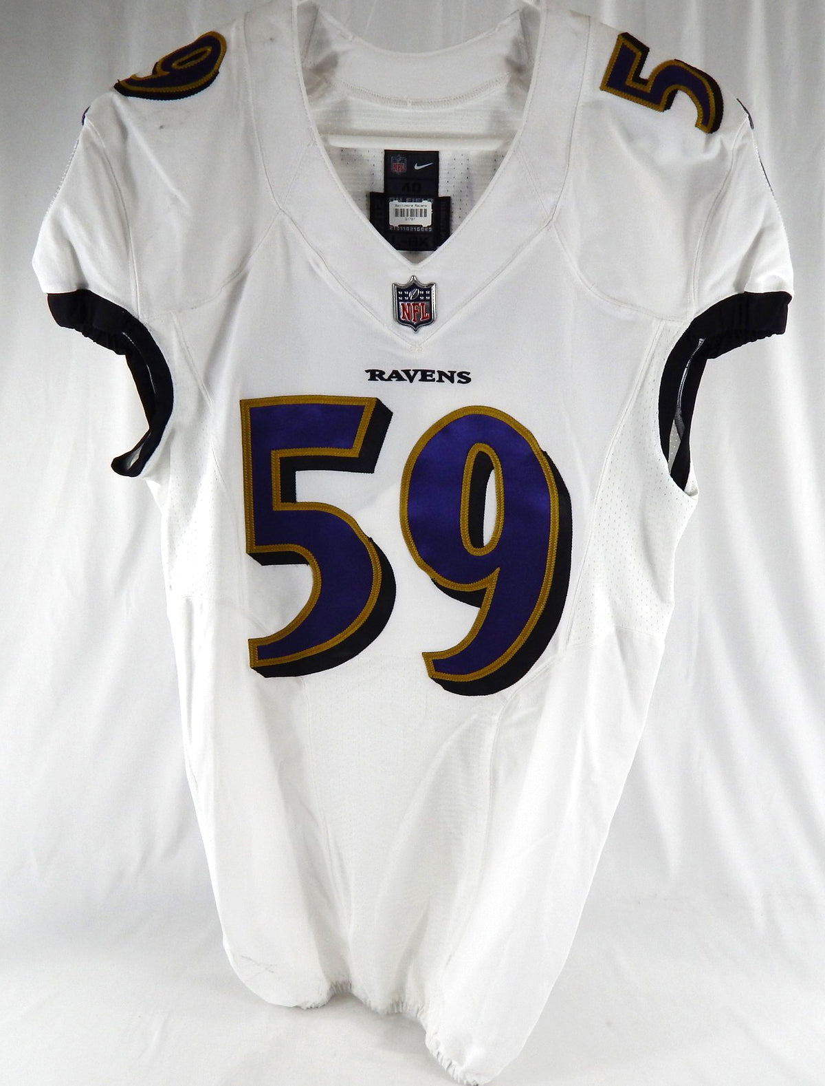 2021 Baltimore Ravens Daelin Hayes #59 Game Used White Jersey 40 742