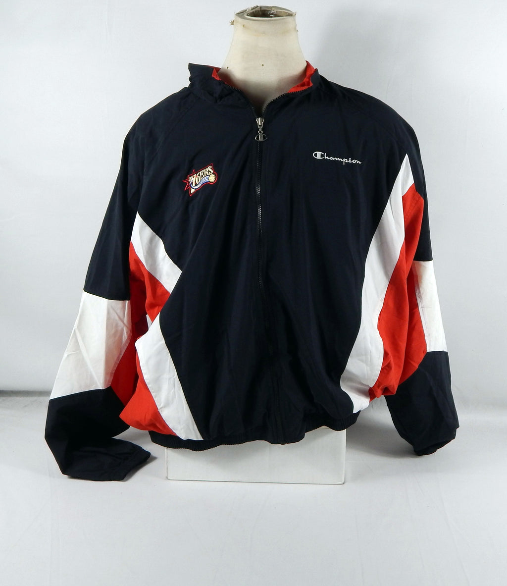 1990s Philadelphia 76ers Game Issued Black Zip Jacket 2XL DP72268