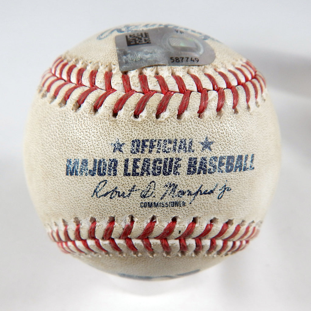 2023 Marlins Nationals Game Used Baseball Sandy Alcantara Ildemaro Vargas GO 294