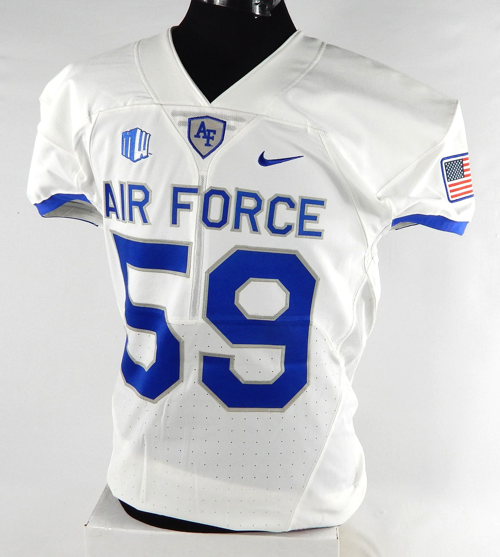 Air Force Falcons #59 Game Used White Jersey Name Plate Removed XL 022