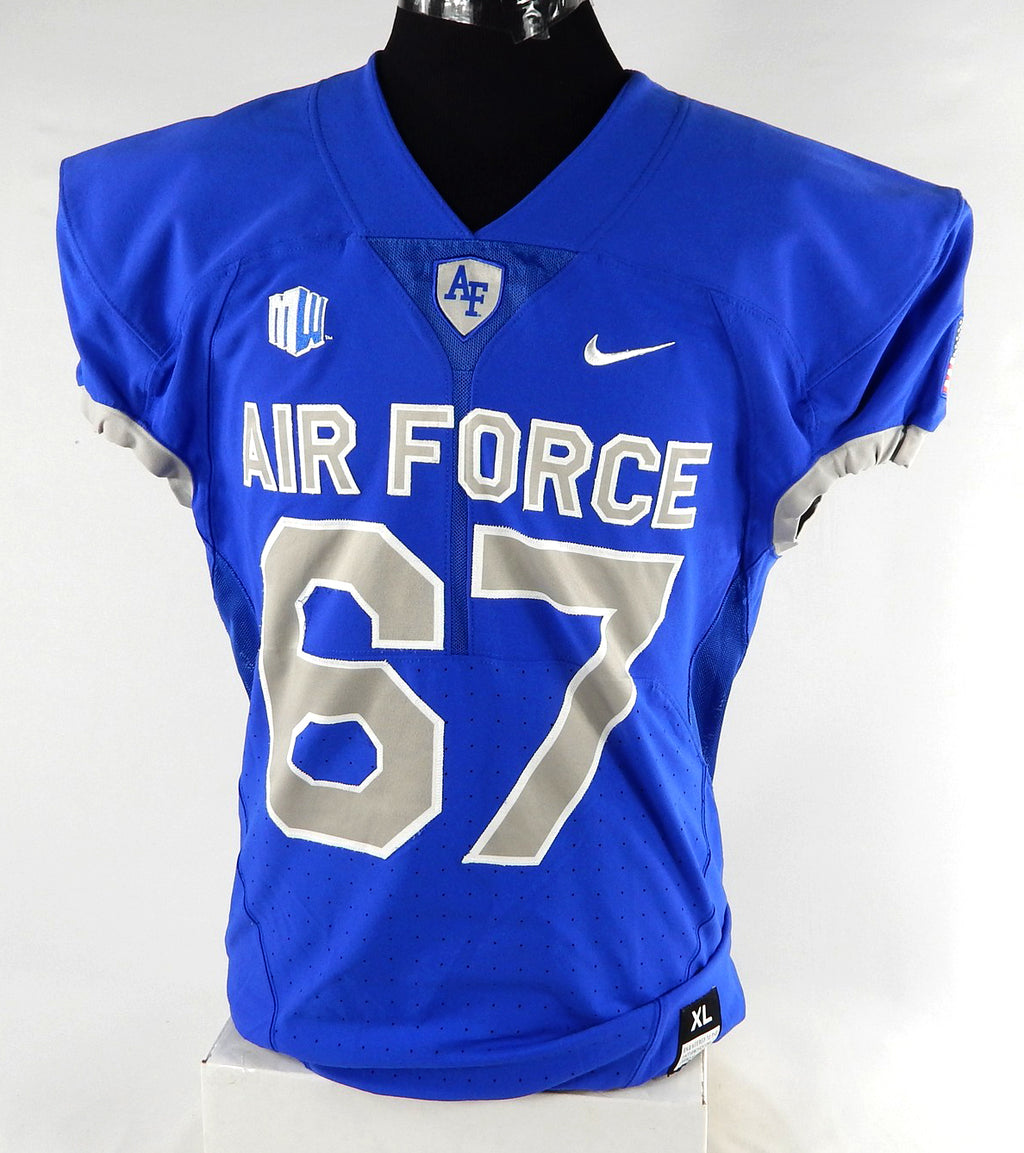 Air Force Falcons #67 Game Used Blue Jersey Name Plate Removed XL 023