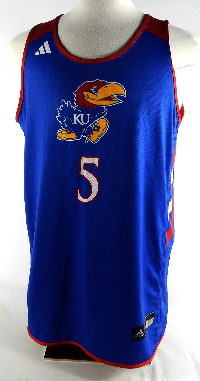 2023-24 Kansas Jayhawks #5 Game Used Blue Practice Jersey Basketball L 999