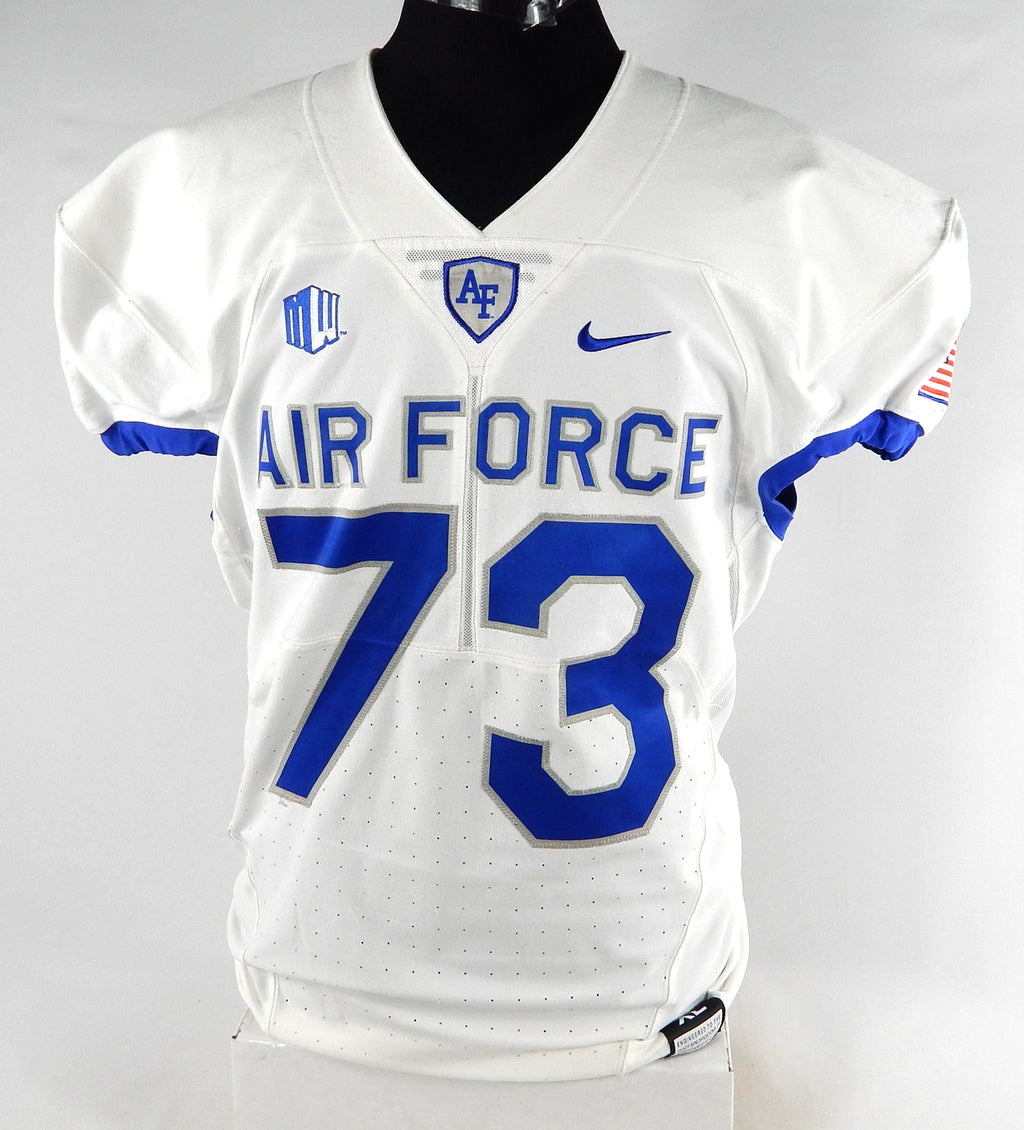 Air Force Falcons #73 Game Used White Jersey Name Plate Removed XL 024