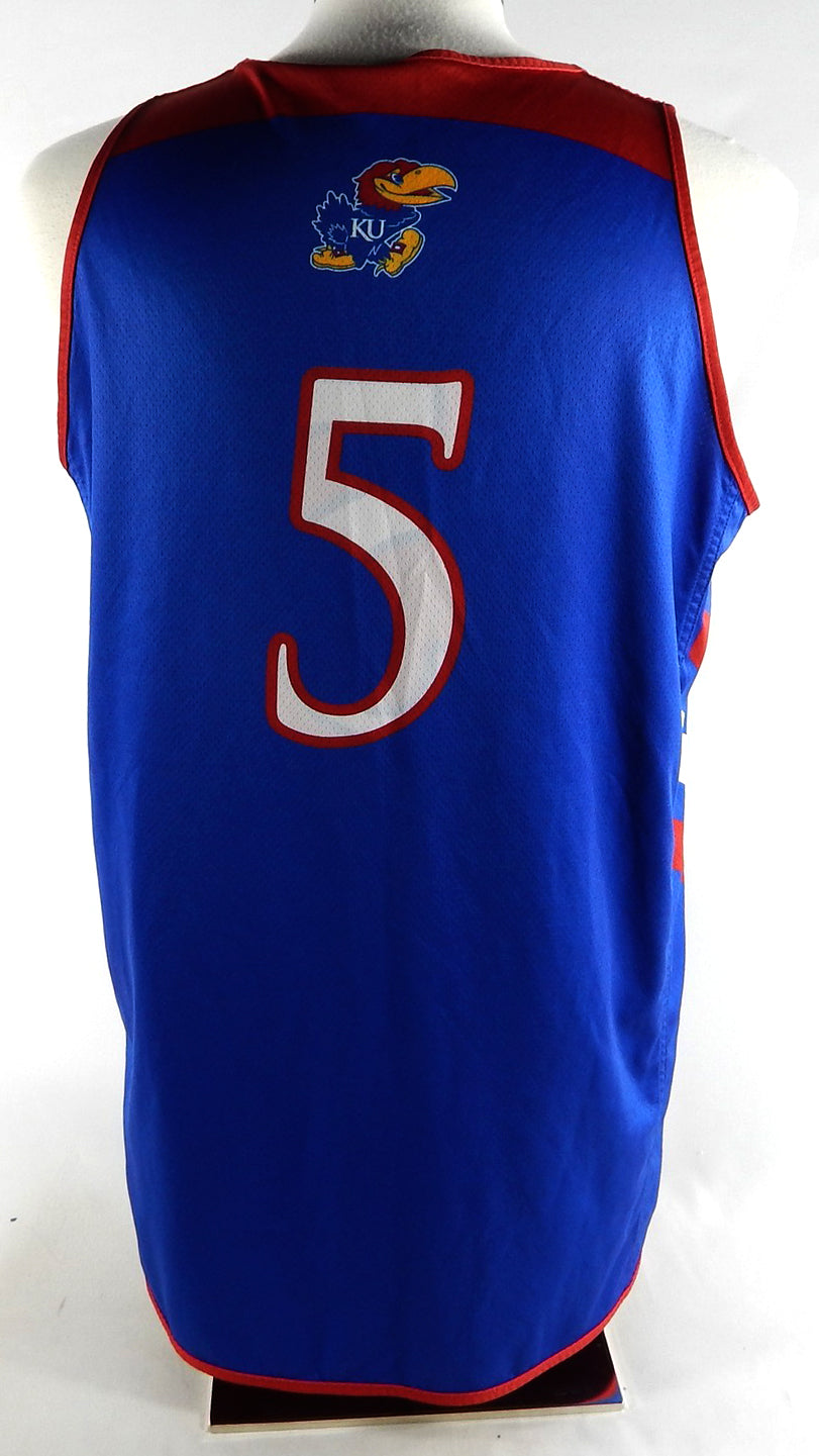 2023-24 Kansas Jayhawks #5 Game Used Blue Practice Jersey Basketball L 999 Pic2