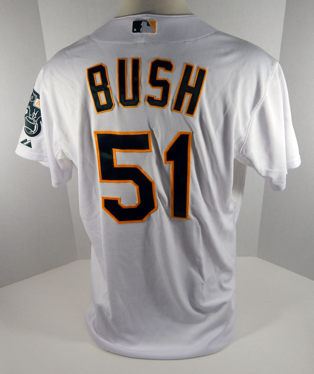 2013 Oakland Atleticos A's Darren Bush #51 Game Issued Poss Used White Jersey