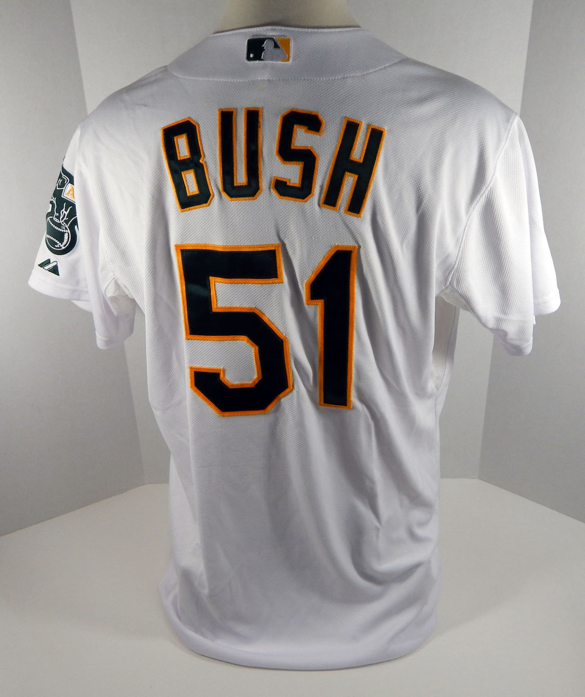 2013 Oakland Atleticos A's Darren Bush #51 Game Issued Poss Used White Jersey