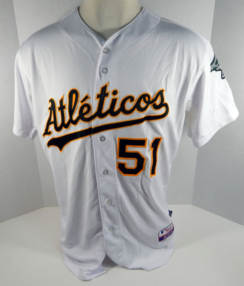 2013 Oakland Atleticos A's Darren Bush #51 Game Issued Poss Used White Jersey Pic2