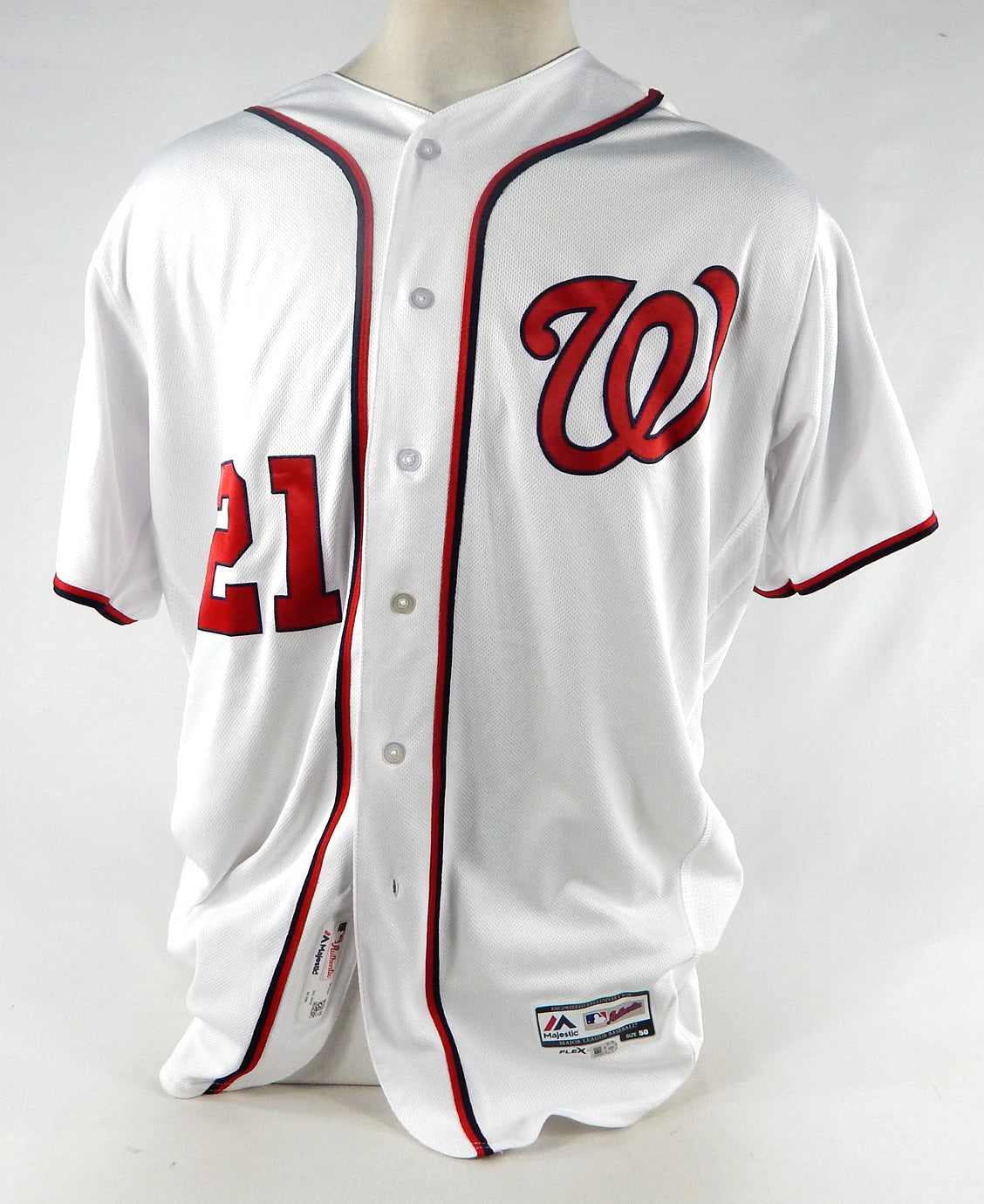 2019 Washington Nationals Tanner Rainey #21 Game Issued Pos Used White Jersey 1