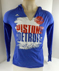 2013 Ladies Detroit Pistons Auth Blue Hooded Shirt Basketball Adidas NWT L 7S