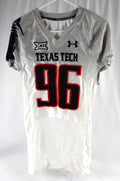 2014 Texas Tech Red Raiders #96 Game Used White Jersey Football NP Rem 44 142